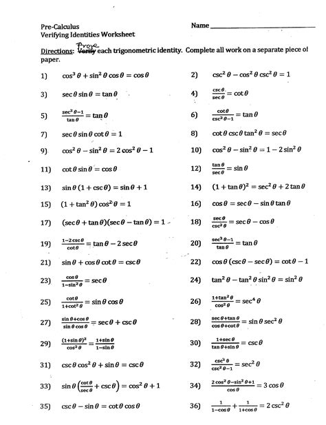 verifying trigonometric identities worksheet pdf